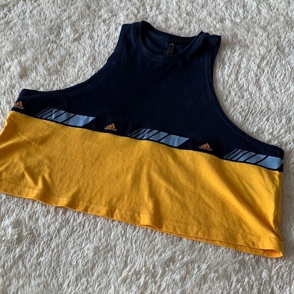 Adidas blue and yellow crop top tank large - Picture 5 of 16